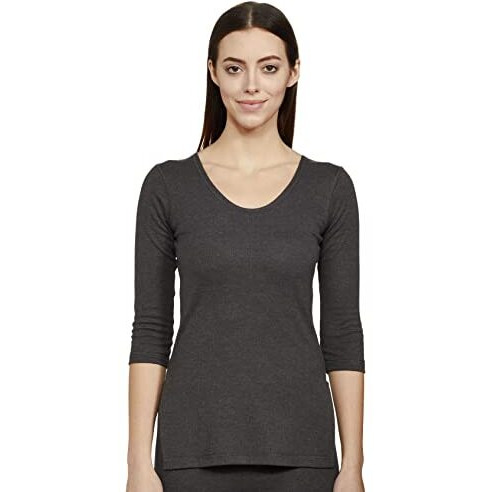 Amazon Brand - Symbol Women's Casual Slim Thermal Top (SB-AW21-THTOP_Dk Light Grey_XL)