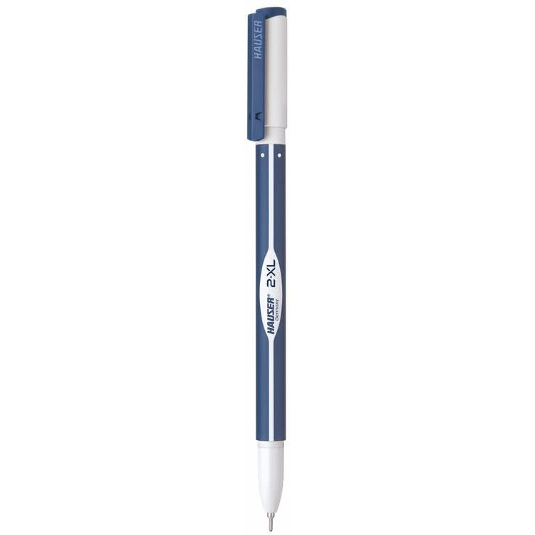 Hauser 2 XL Fine Tip Ball Pen | 2-XL Writing Length with Jumbo Refill | Minimalistic & Aesthetic Body Design | Blue Ink, Pack Of 10