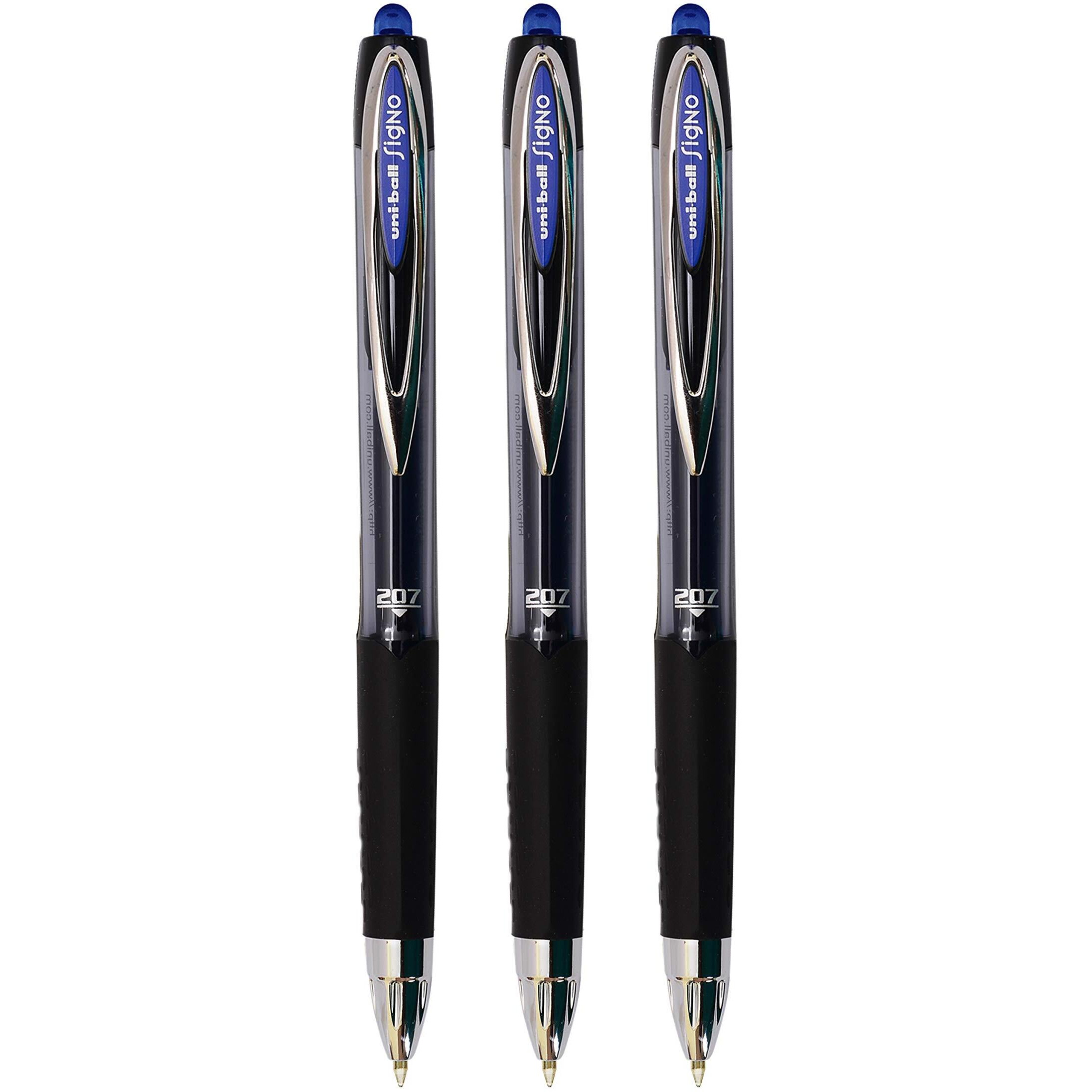 UNI-BALL Signo UMN207 0.7mm Retractable Gel Pen | Blue Ink, Pack of 3