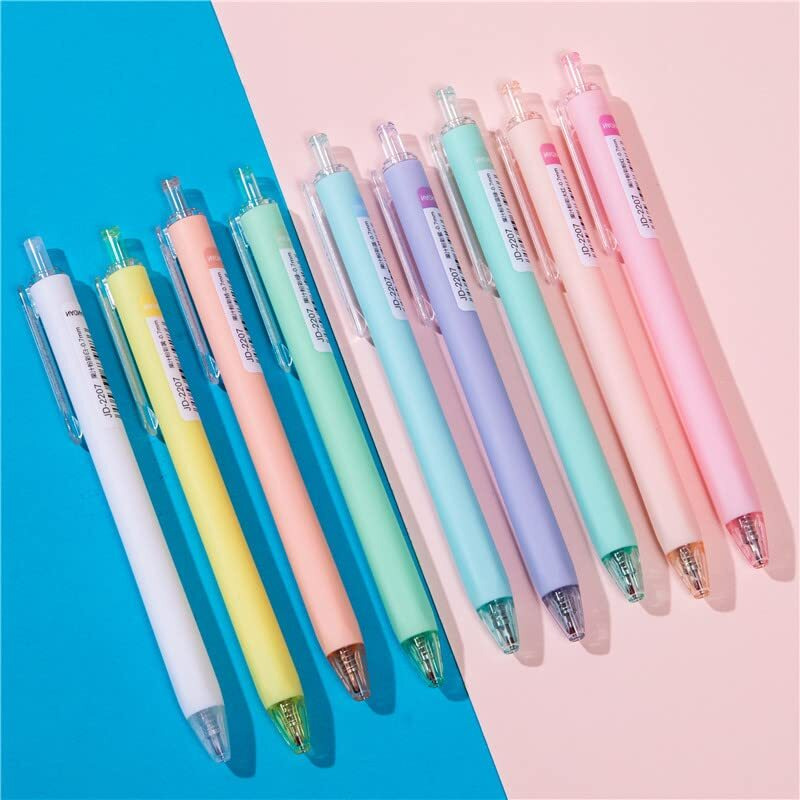 WISHKEY Plastic Colorful Retractable Gel Ink Pen Set For Kids, Unique Shades Drawing Pen, Stationery Gift For Decoration Class Projects, Doodling, Multicolor, 8+Years(Set of 9)