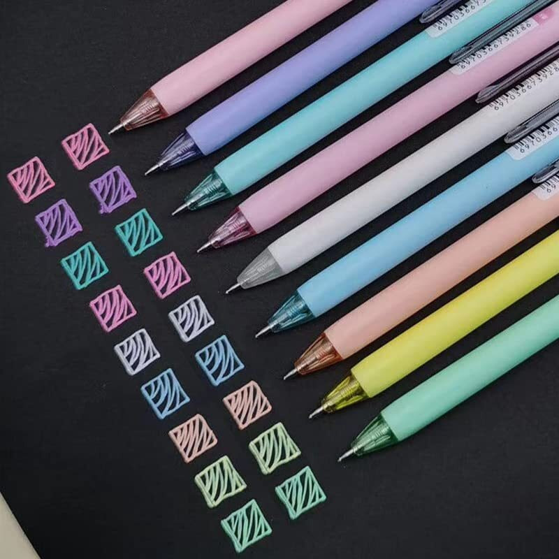 WISHKEY Plastic Colorful Retractable Gel Ink Pen Set For Kids, Unique Shades Drawing Pen, Stationery Gift For Decoration Class Projects, Doodling, Multicolor, 8+Years(Set of 9)
