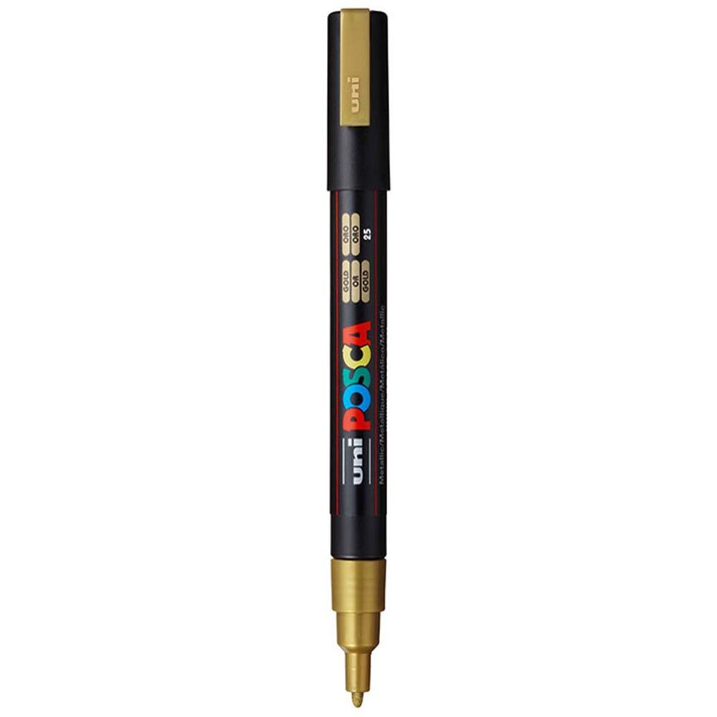 Uniball Posca 3M 0.9-1.3 mm Bullet Shaped Marker Pen (Gold Ink, Pack of 1), Medium (UNMRPC3MGL)