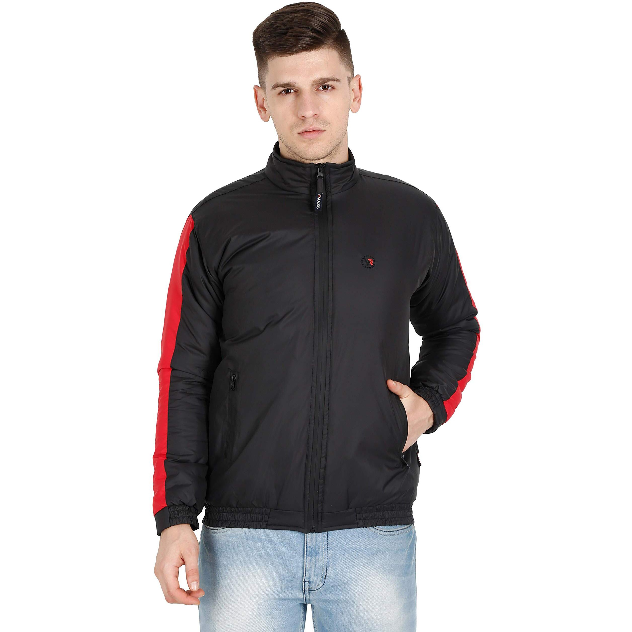 VROJASS Full Sleeve Solid Men's Sleeve Combination Bomper Jacket (L, Black)(VROBJF-BK_SR-L)