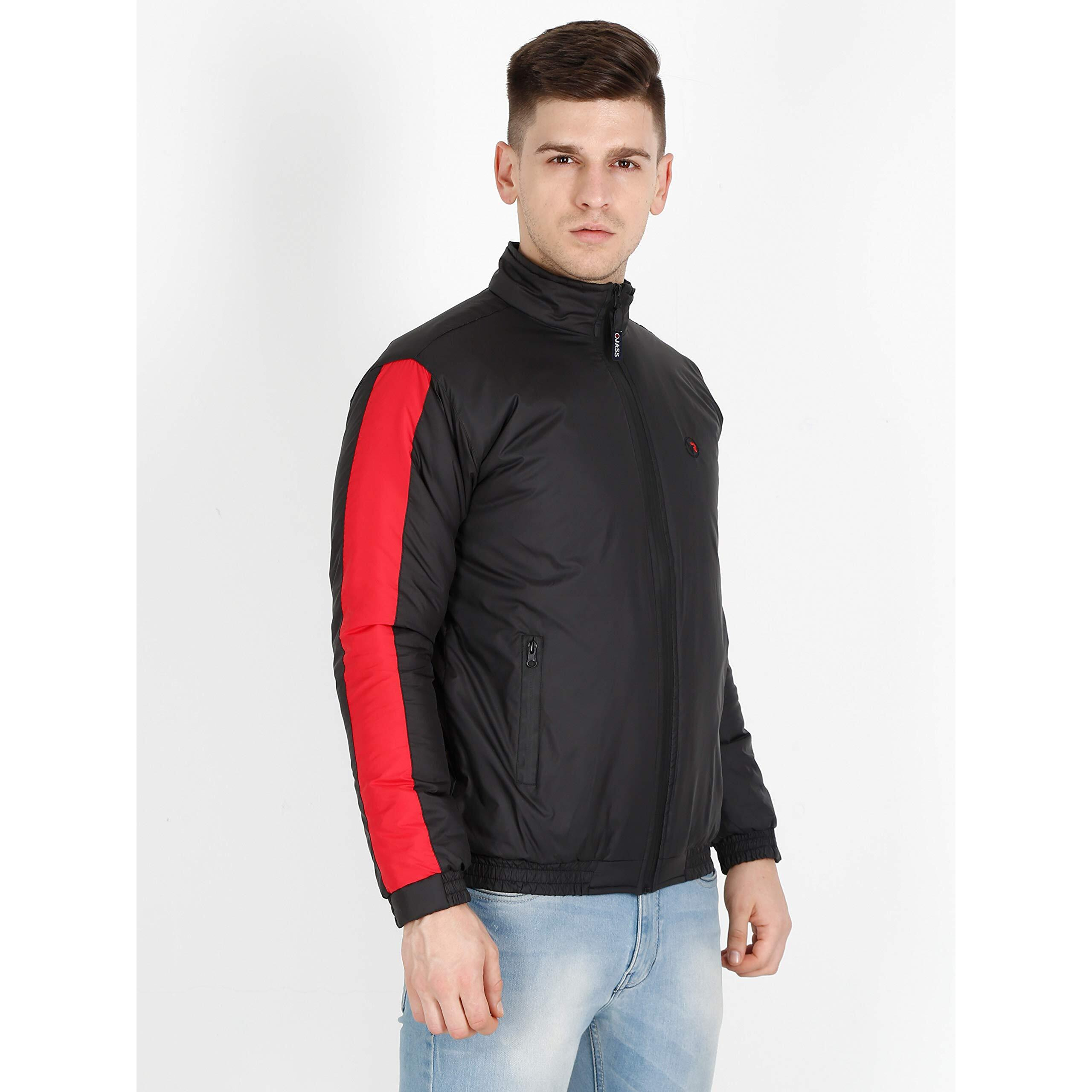 VROJASS Full Sleeve Solid Men's Sleeve Combination Bomper Jacket (L, Black)(VROBJF-BK_SR-L)