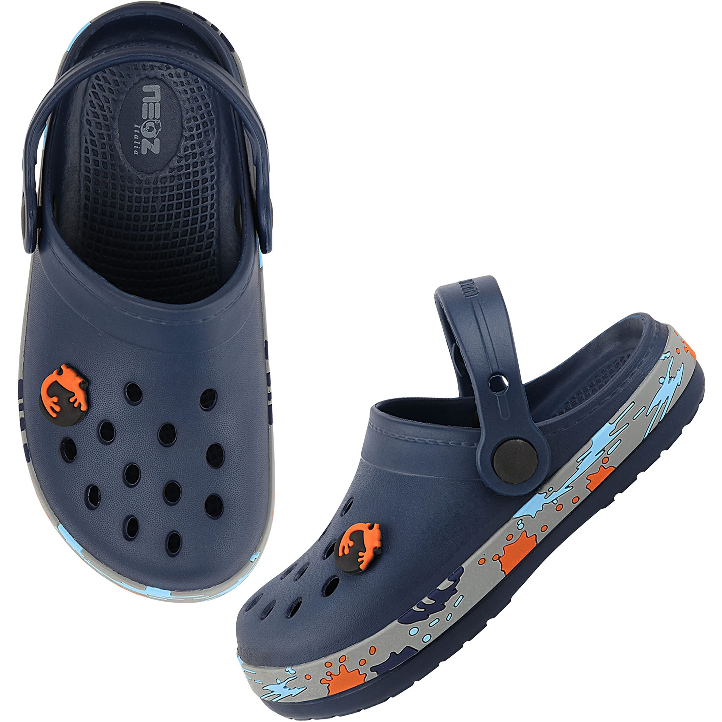 Neoz Casual Slingback Clogs for Kids with Soft Sole | Slip-On Breathable, Lightweight | Comfortable & Durable | Stylish Indoor & Outdoor Sandals Clogs for Kids, K-SPLASH-NVY_4