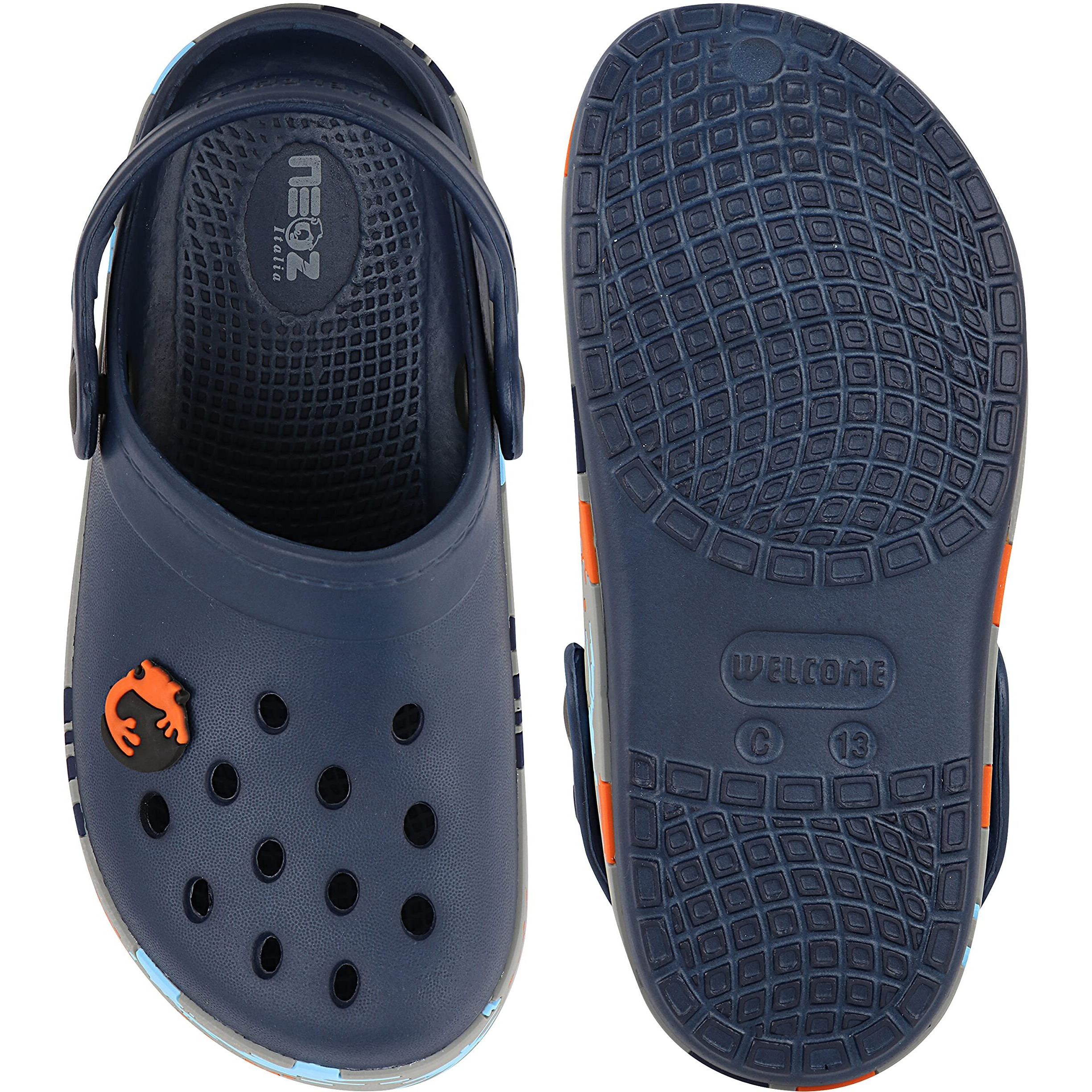 Neoz Casual Slingback Clogs for Kids with Soft Sole | Slip-On Breathable, Lightweight | Comfortable & Durable | Stylish Indoor & Outdoor Sandals Clogs for Kids, K-SPLASH-NVY_4