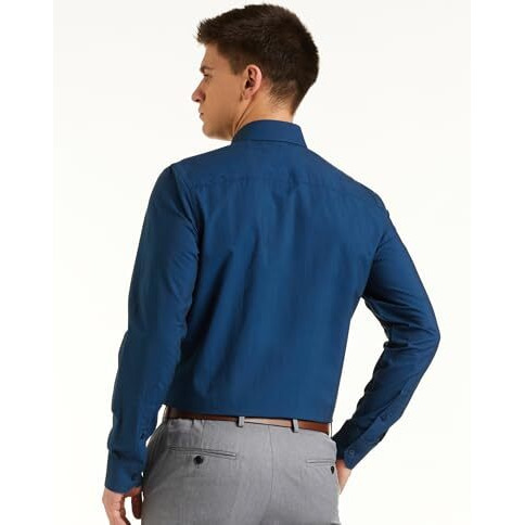 Amazon Brand - Symbol Men's Cotton Rich Formal Shirt | Plain | Full Sleeve - Regular Fit (Available in Plus Size) (Navy_42)