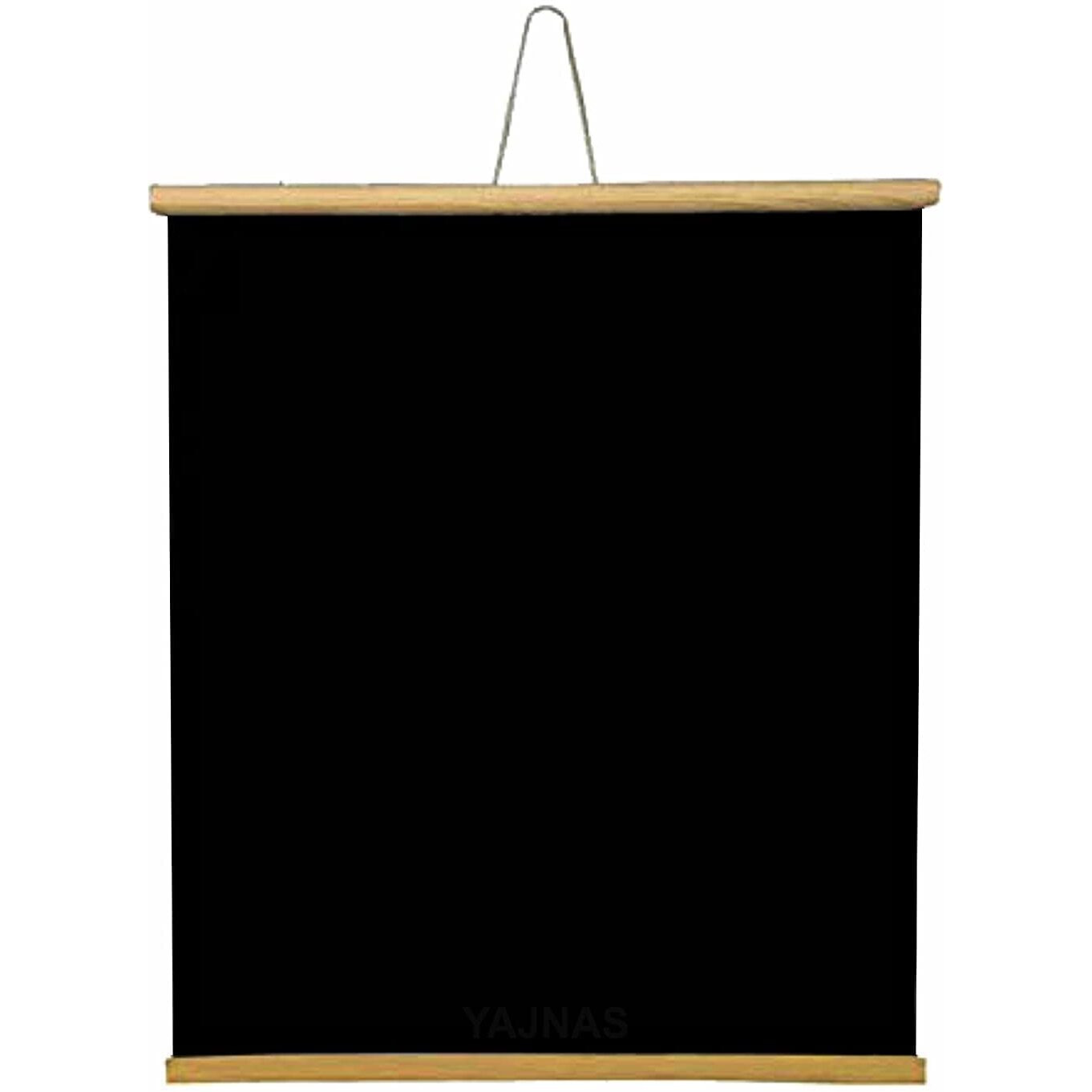 YAJNAS Wall Hanging Non-Magnetic 1.5X2 Feet (18x24 Inch) Feet Black Roll-up Board with 1 Premium Wooden Duster