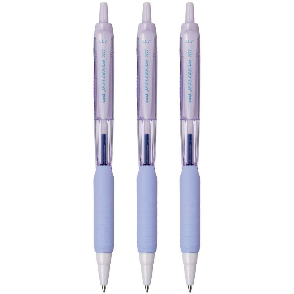 uni-ball Jetstream SXN-101FL-07 Roller Ball Pen | Lavender Body, Blue Ink, Pack of 3