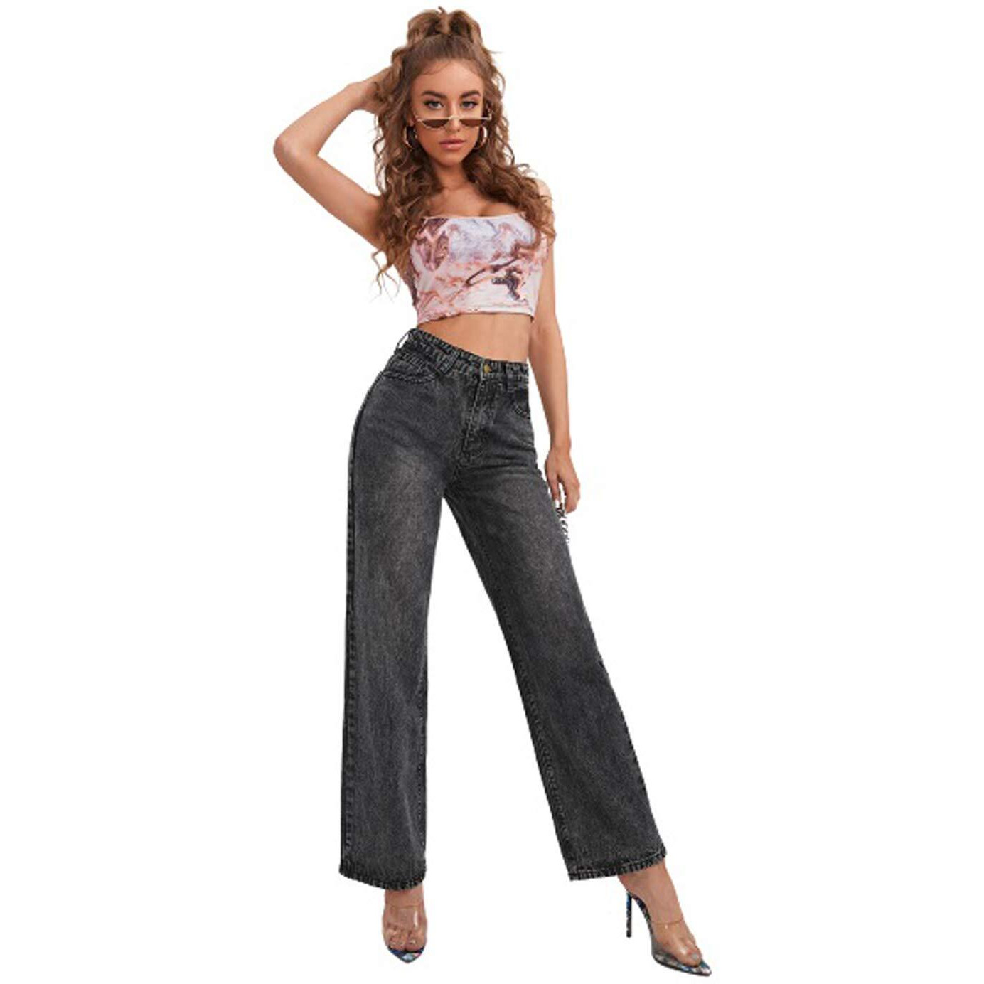 KOTTY Women High Rise Cotton Lycra Blend Ankle Length Jeans Black