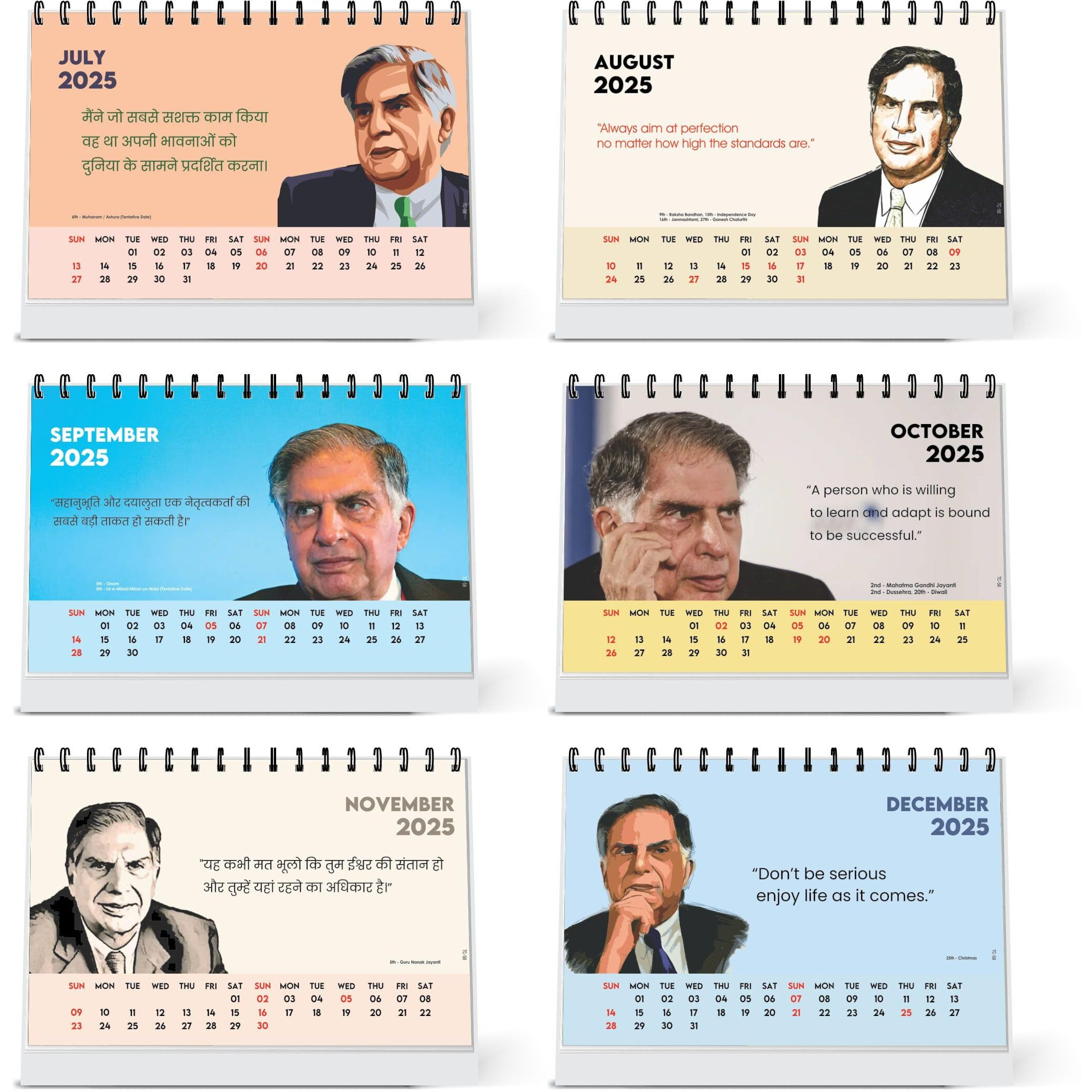 ESCAPER Legend Ratan Tata Desk Calendar 2025, Motivational Table Calendar 2025, Ratan Tata Calendar 2025, Ratan Tata Photo Calendar 2025, Ratan Tata Poster Calendar 2025, Ratan Tata Inspirational Calendar