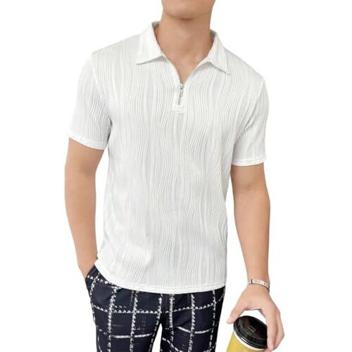 JVX Men T-Shirt || Regular Fit Zipper Polo T-Shirt for Men || Plain Zipper T Shirt ||Polo T-Shirt (MRT-201) (M, WHITE)