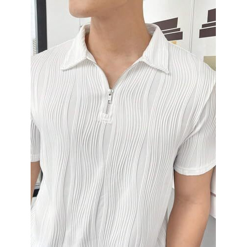 JVX Men T-Shirt || Regular Fit Zipper Polo T-Shirt for Men || Plain Zipper T Shirt ||Polo T-Shirt (MRT-201) (M, WHITE)