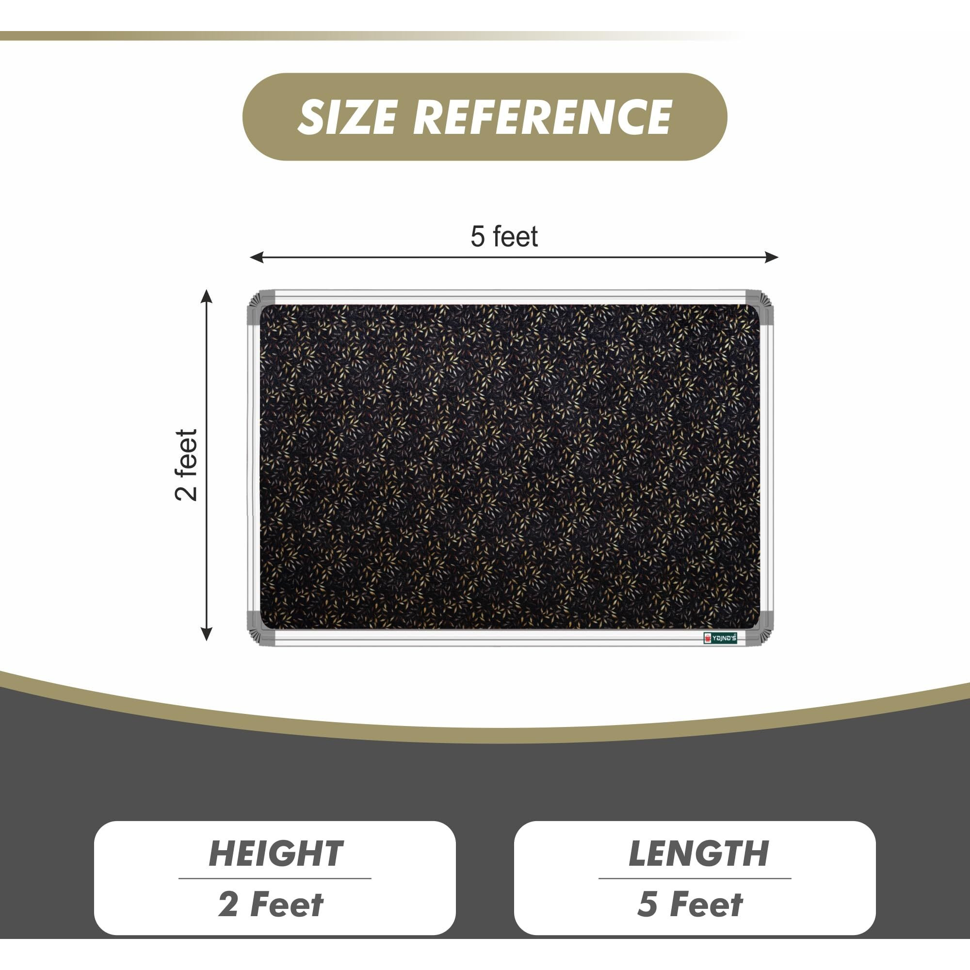 YAJNAS 2x5 Feet Premium Material Golden Glow Designed Notice Board/Soft Board/Bulletin Board/Pin-up Display Board for Study Room, Office, School & Home Use