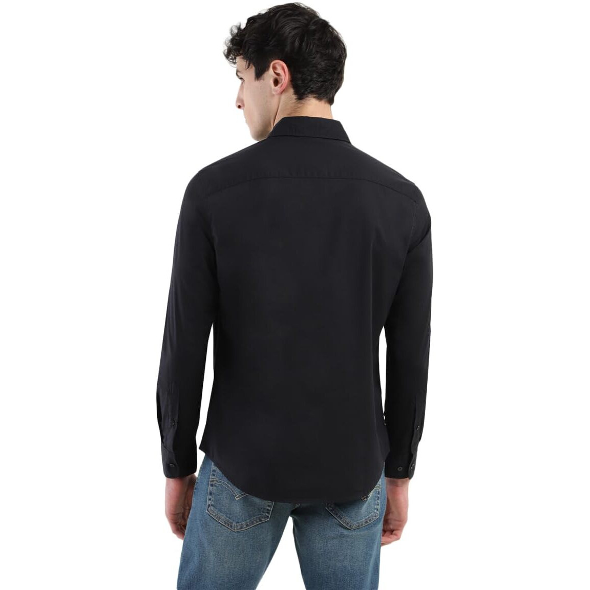 Levis Mens Spread Collar Slim Fit Solid Shirts Black