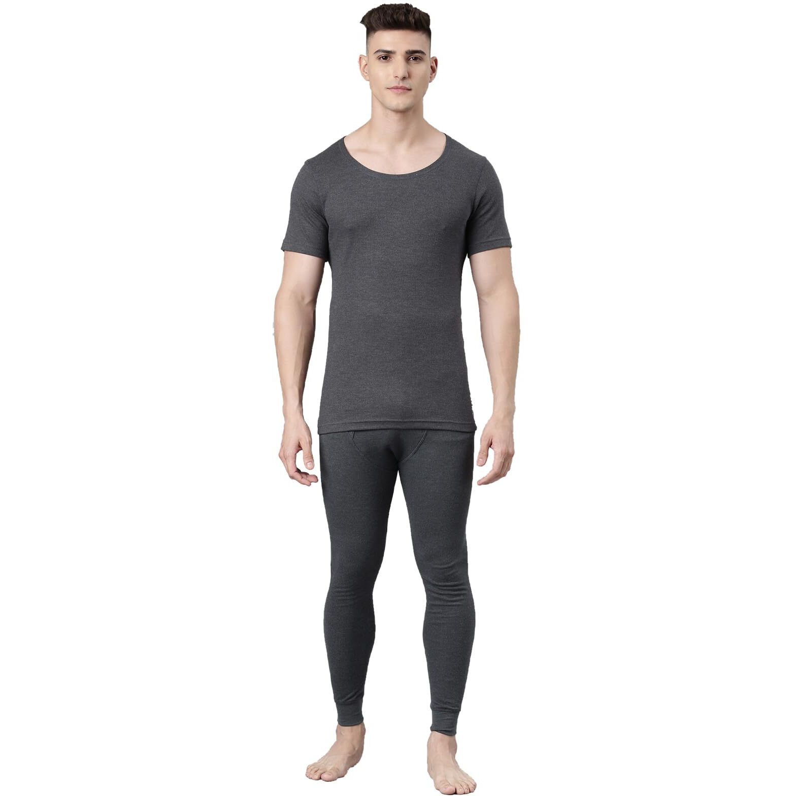 Levis Round Neck Half Sleeve Thermal Top and Bottom Set for Mens (Grey)