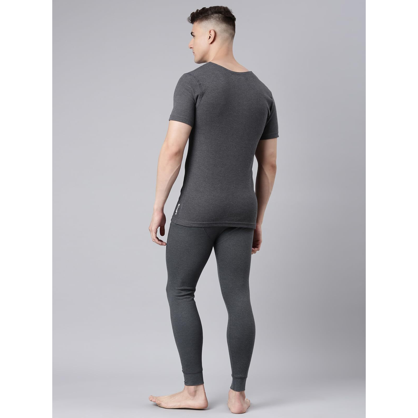 Levis Round Neck Half Sleeve Thermal Top and Bottom Set for Mens (Grey)