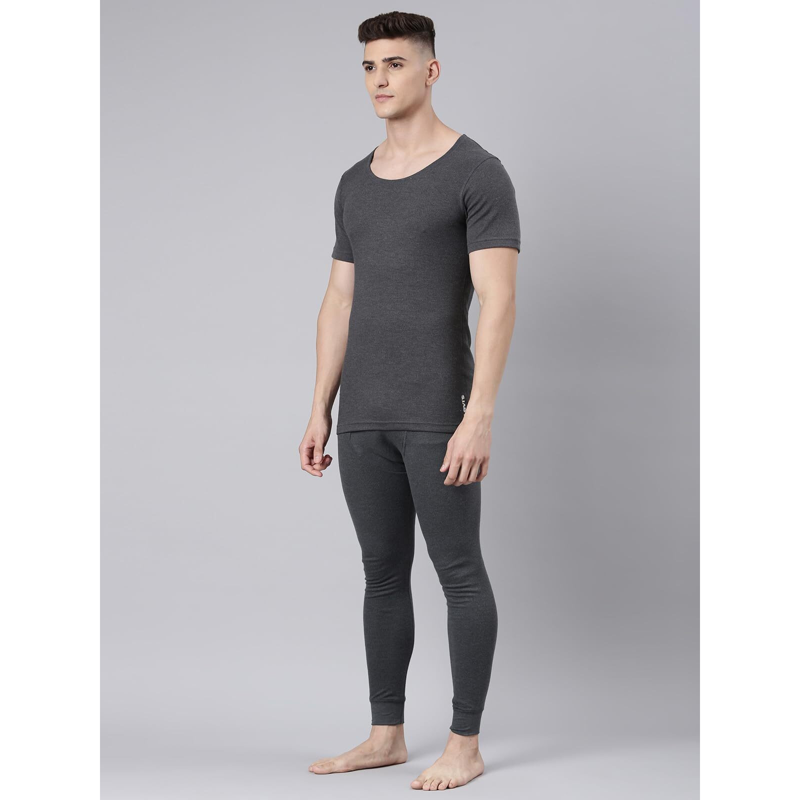 Levis Round Neck Half Sleeve Thermal Top and Bottom Set for Mens (Grey)