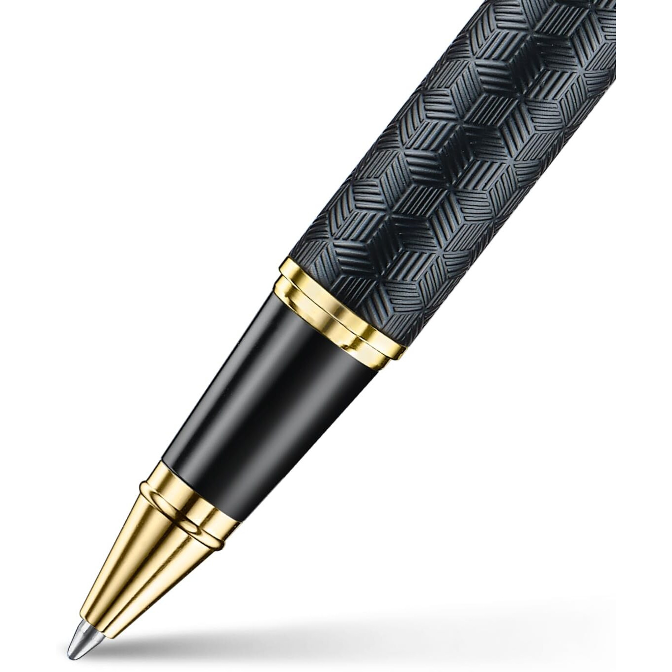 Sheaffer 300 Rollerball Pen| E9347 Engraved Matt Black Barrel and Shiny Chrome Cap with PVD Gold Trims | Premium Rollerball Pen