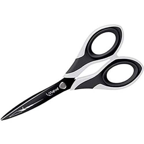 Maped Diamond 17 cm Scissor|Precision Cutting|Double Soft Ambidextrous Handle|Heavy Duty Rust-Resistant Blades|Features Durability & Long-Lasting Sharpness|Soft Grip for Extended Use|Black & White