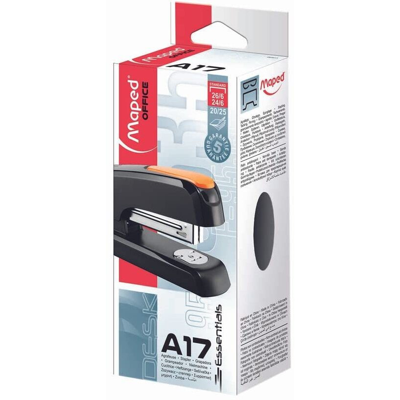Maped Stapler Half Strip Essential A 17 Stapler | Stapler | Office Stapler | Essential Stapler | Sturdy and Durable | Desktop Stapler