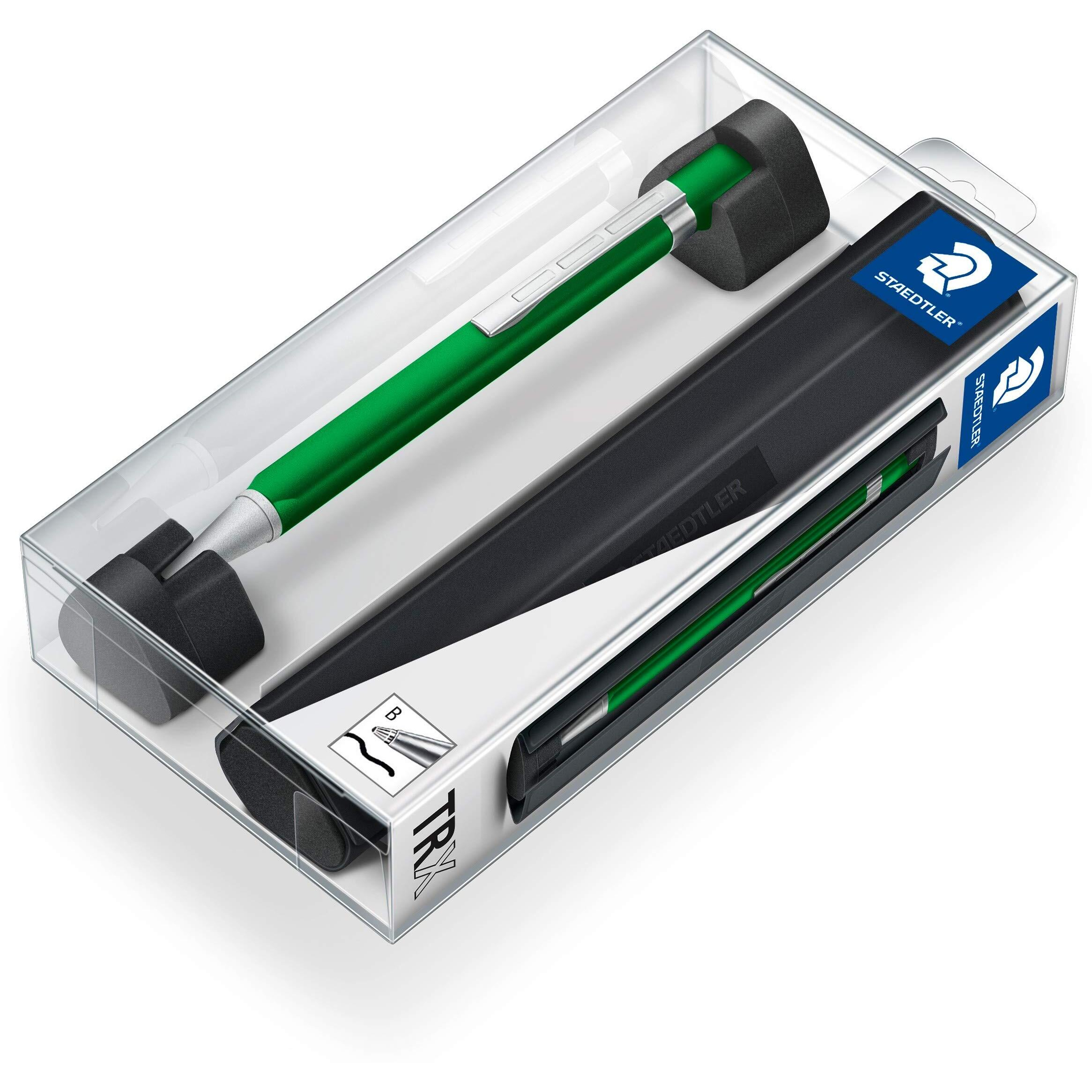 Staedtler TRX 440 TRX 5B-9 Ballpoint Pen (Ergonomic Triangular Shape, Matt, Velvety Aluminium Surface, Metal Clip, Standard Large Refill, Stroke Width B, Ink Colour Black)