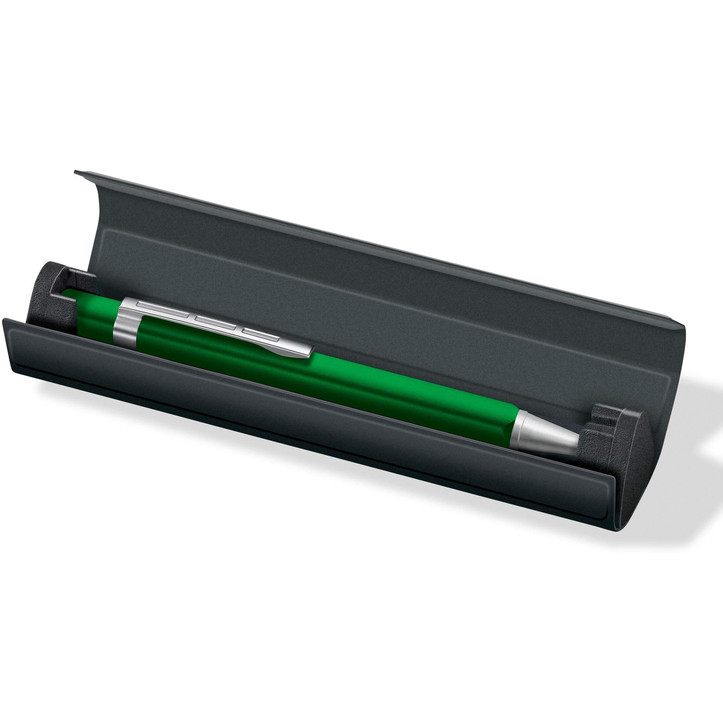 Staedtler TRX 440 TRX 5B-9 Ballpoint Pen (Ergonomic Triangular Shape, Matt, Velvety Aluminium Surface, Metal Clip, Standard Large Refill, Stroke Width B, Ink Colour Black)
