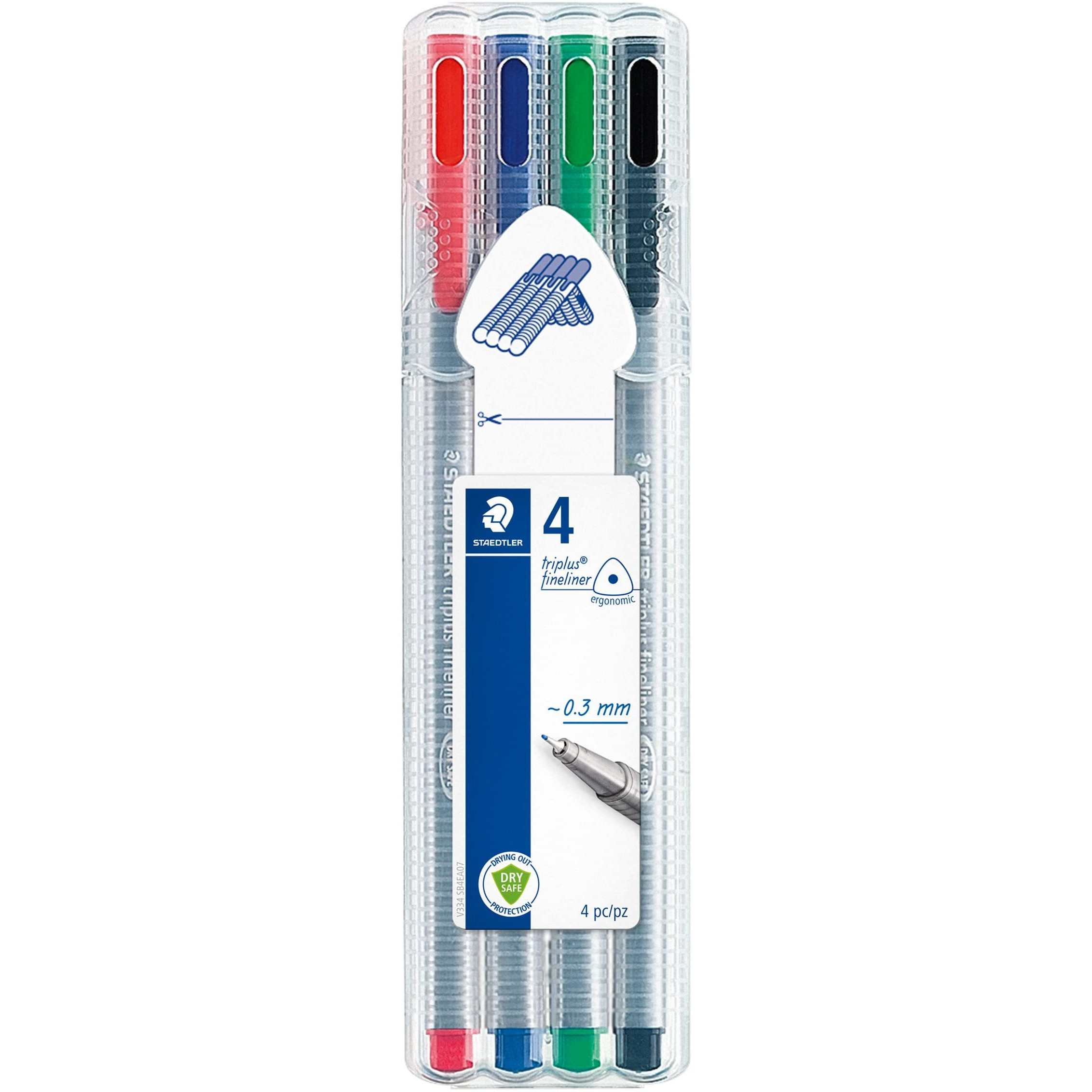 Staedtler 334 SB4 Triplus Fineliner Pen - Pack of 4 (Multicolor)
