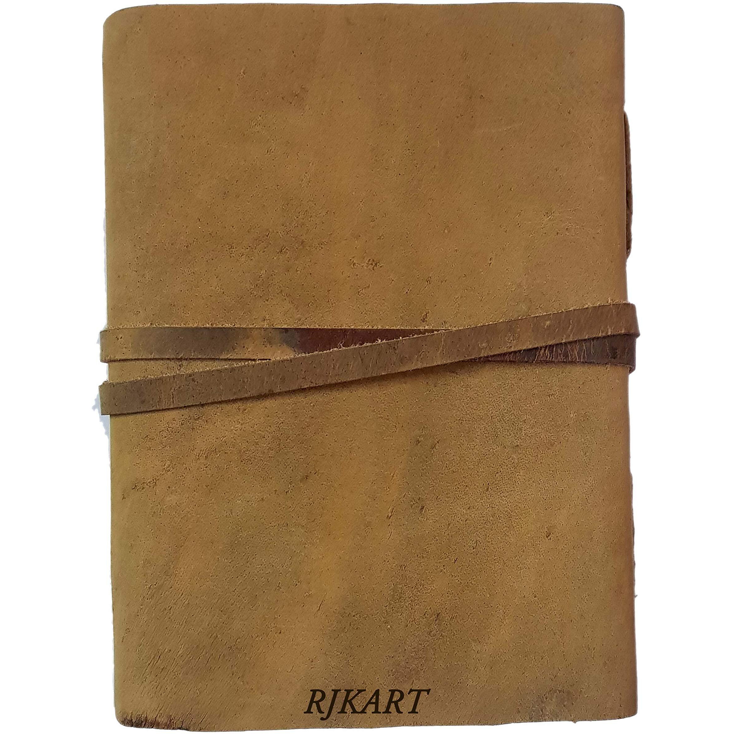 RJKART Handcrafted Leather Good Thoughts Embossed On Cover Journal Personal Diary Notebook Daily Planner for Men Women, 200 Unruled Pages, Brown