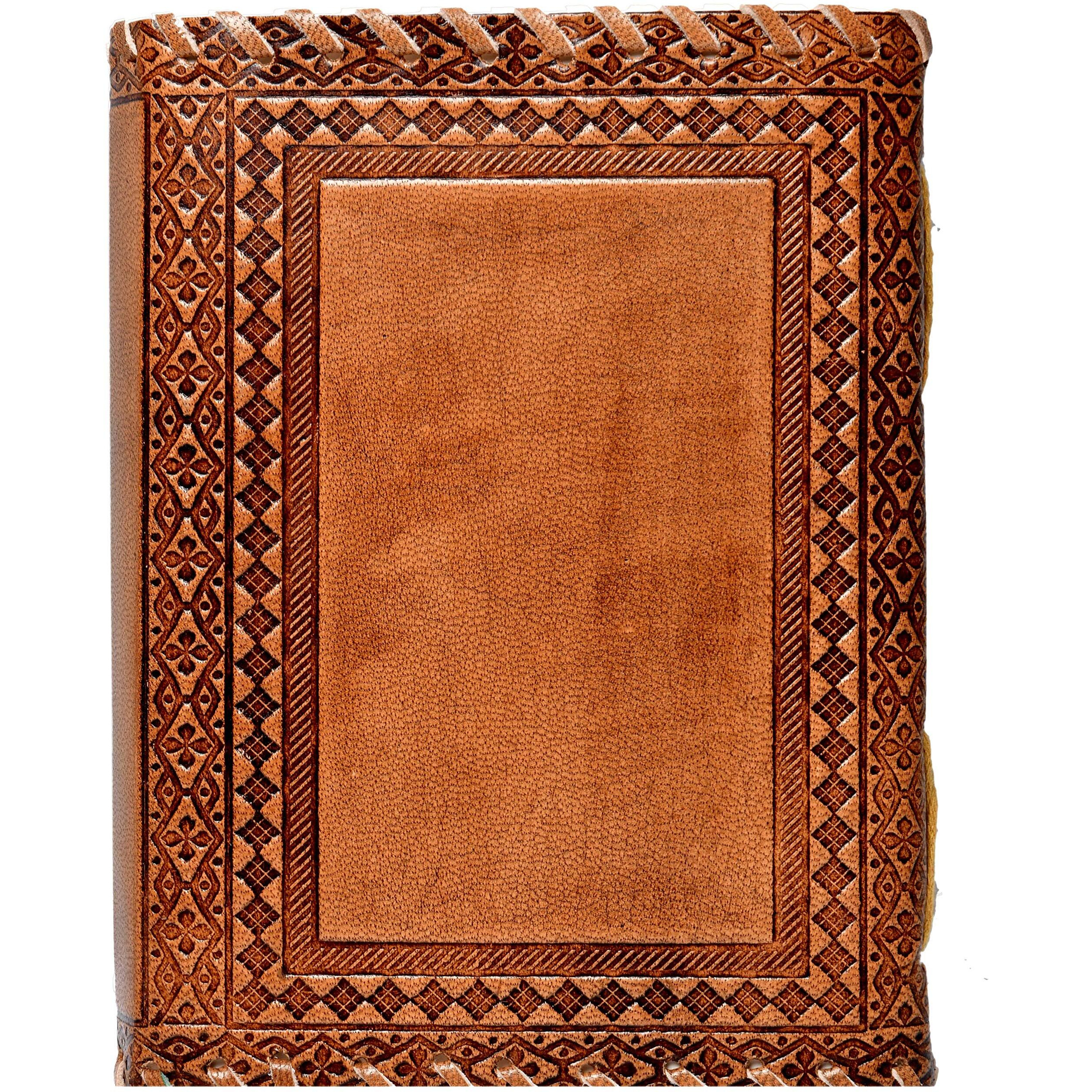 RJKART Handcrafted Leather Cover Happy Birthday Priya Embossed Writing Diary Notebook Doodle Journal Planner Unruled Smoooth White Paper Sheets 200 Pages Notepad Sketchbook Personal Diaries for Men and Women - Brown, Standard