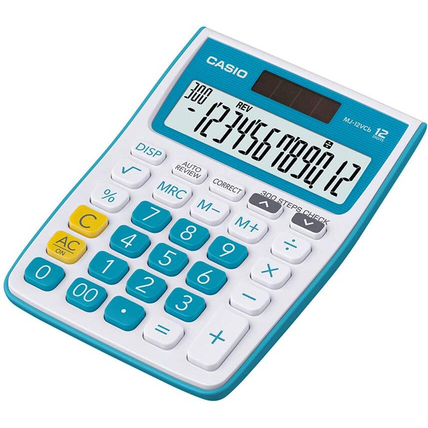 Casio MJ-12VCb-BU 300 Steps Check & Correct Colourful Desktop Calculator (Blue)