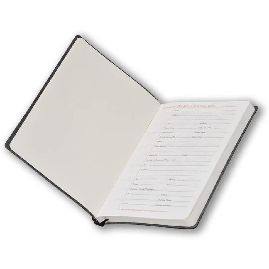 COI Black A5 Faux Leather Vintage Organiser Business Diary