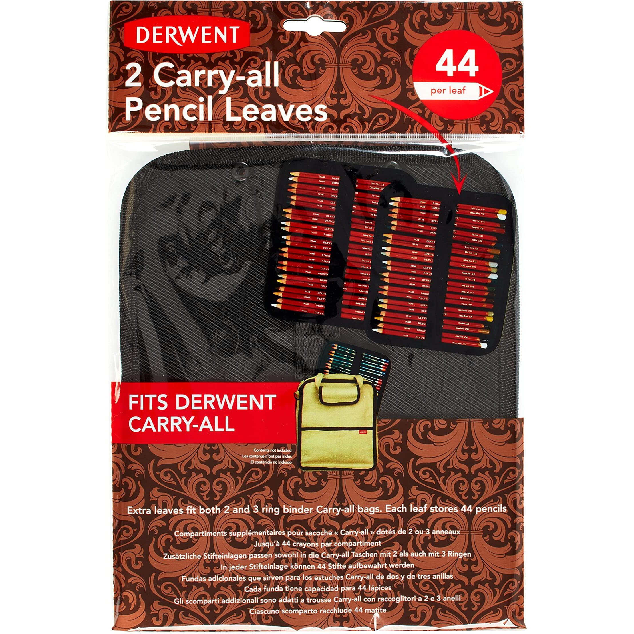 Derwent Carry-All Pencils Leaves/Holders for Storage, Canvas Bag, 44 Pencil Capacity, 2-PACK (2302141)