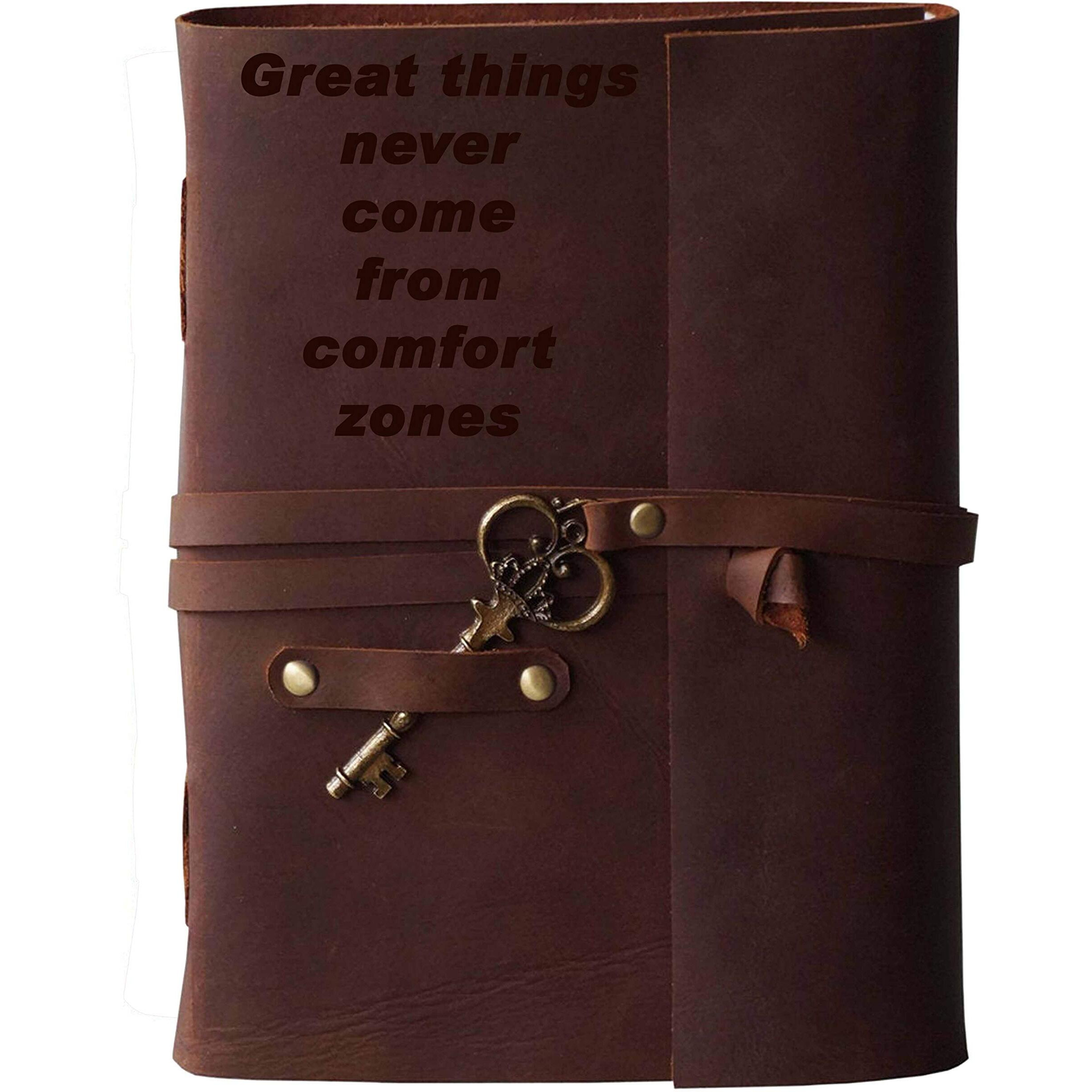 RJKART Leather Handmade Antique Key Lock Writing Diary Brown 7x5 Inches Diaries Journal Daily Planner Notebooks Sketchbook Stationery Accessories for Office College School