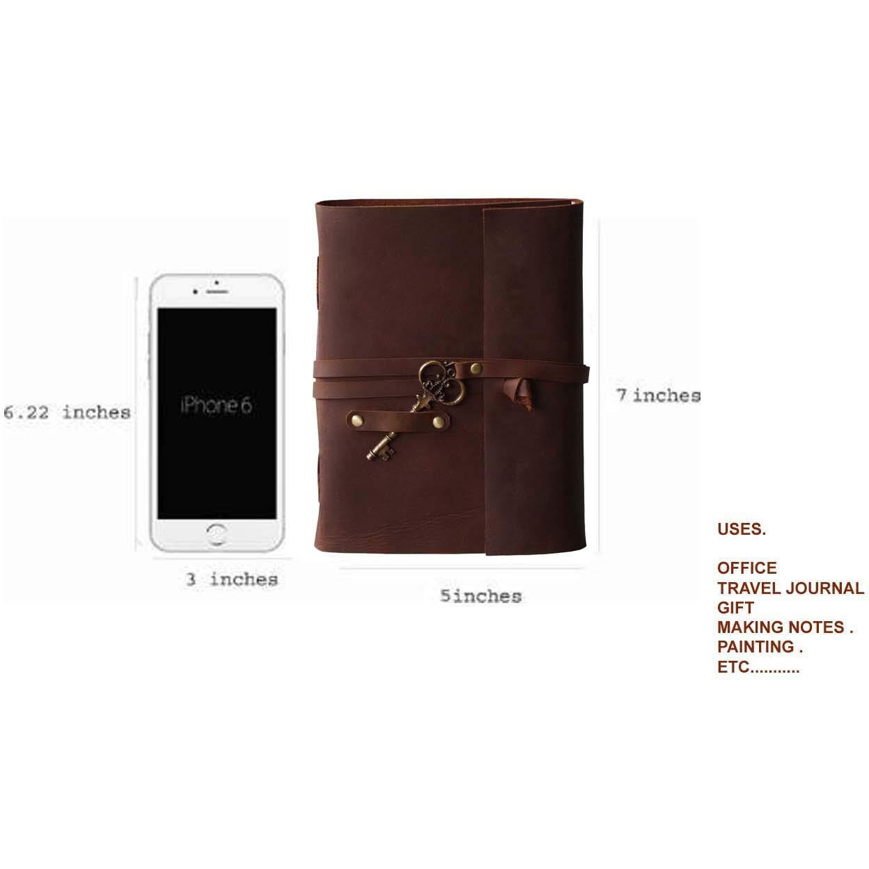 RJKART Leather Handmade Antique Key Lock Writing Diary Brown 7x5 Inches Diaries Journal Daily Planner Notebooks Sketchbook Stationery Accessories for Office College School