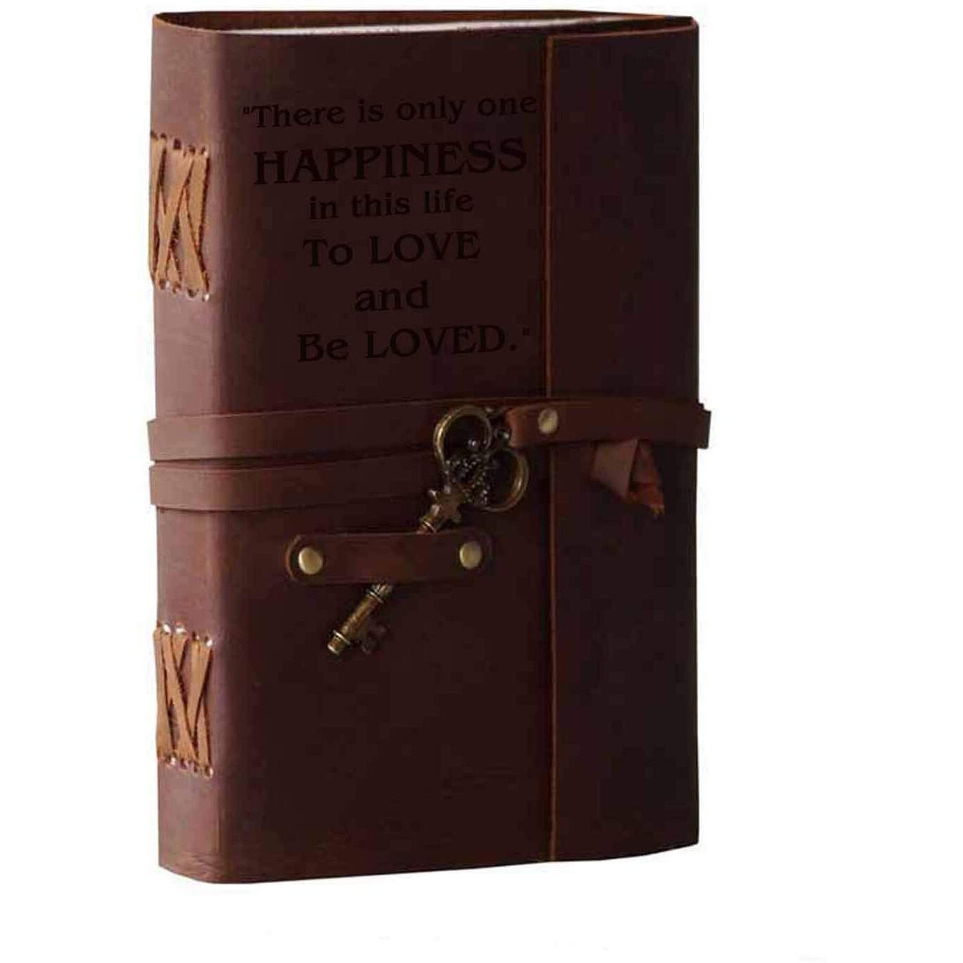 RJKART Leather Handmade Antique Key Lock Writing Diary Brown 7x5 Inches Diaries Journal Daily Planner Notebooks Sketchbook Stationery Accessories for Office College School