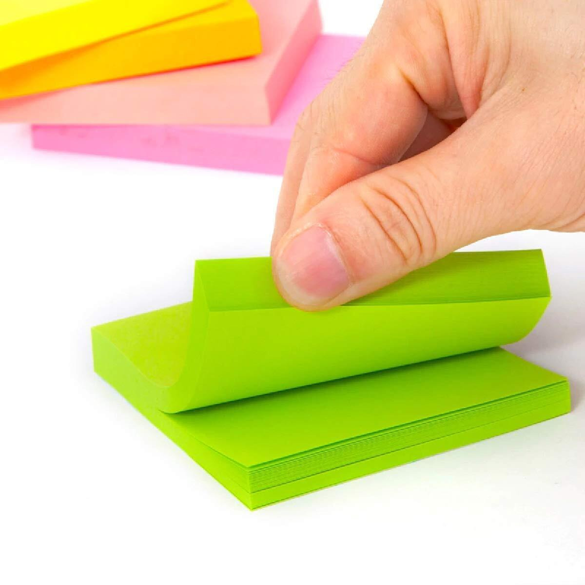 Variety Canvas Fluorescent Paper Self Adhesive Sticky Notes Bookmark Point It Marker Sticker 250 Sheets 3&quotX 3", 5 Colors (Set of 1, Multicolor)