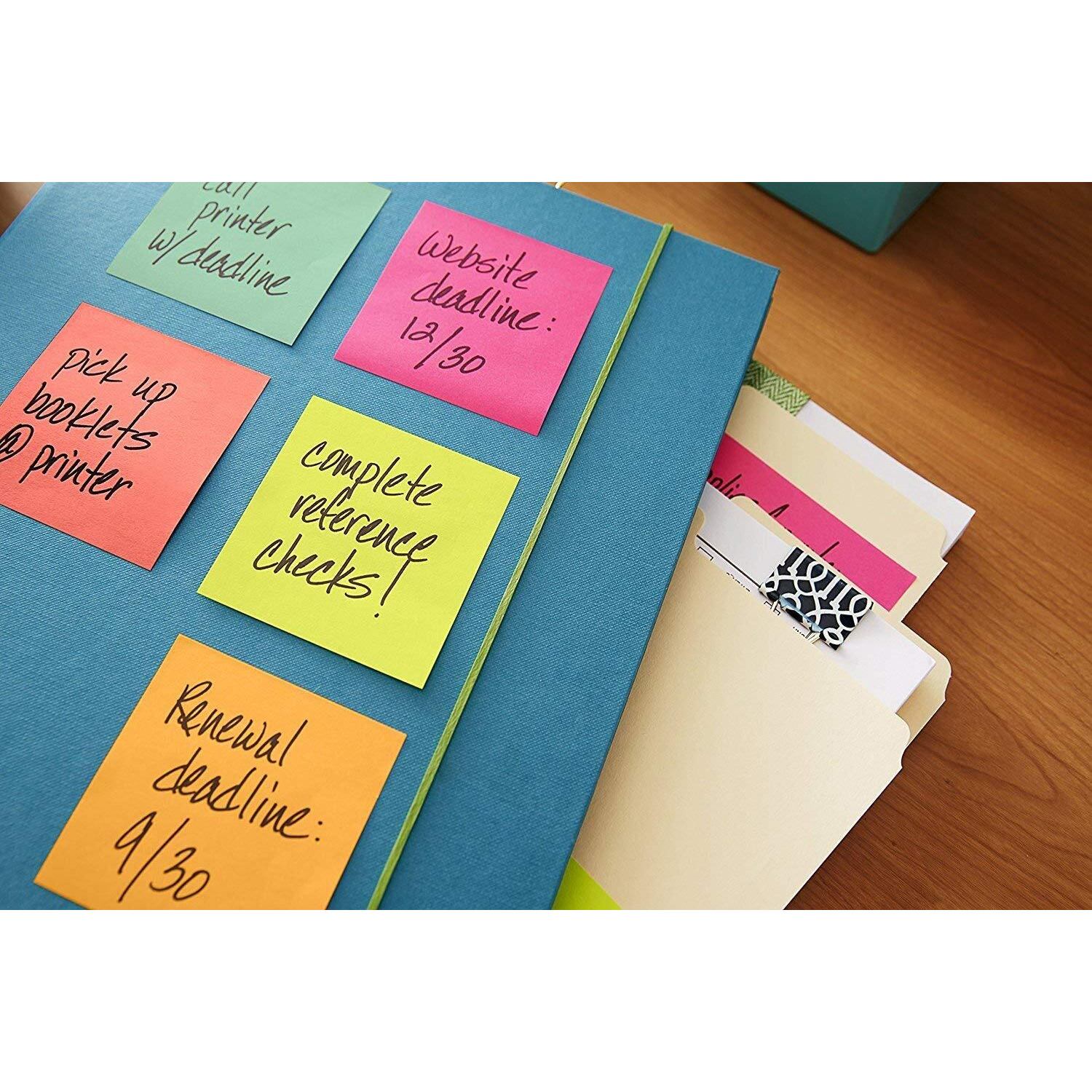 Variety Canvas Fluorescent Paper Self Adhesive Sticky Notes Bookmark Point It Marker Sticker 250 Sheets 3&quotX 3", 5 Colors (Set of 1, Multicolor)