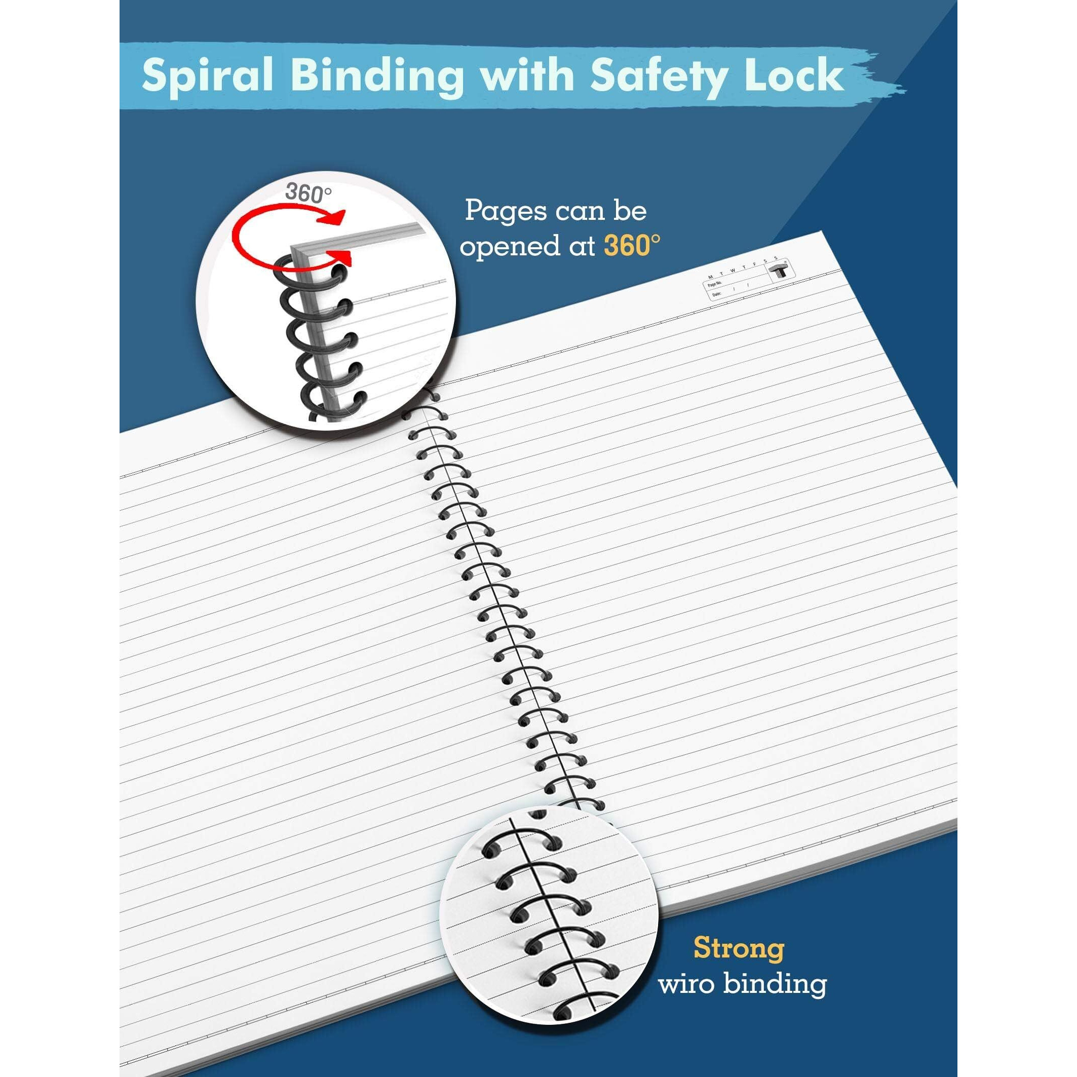TARGET PUBLICATIONS Spiral Notebooks | 300 Pages Ruled Paper | A4 Size Paper | Spiral Binding Single Line Book | Useful as Writing Book Rough Copy or College Notes | 8.27 inch x 11.69 inch | GSM 57