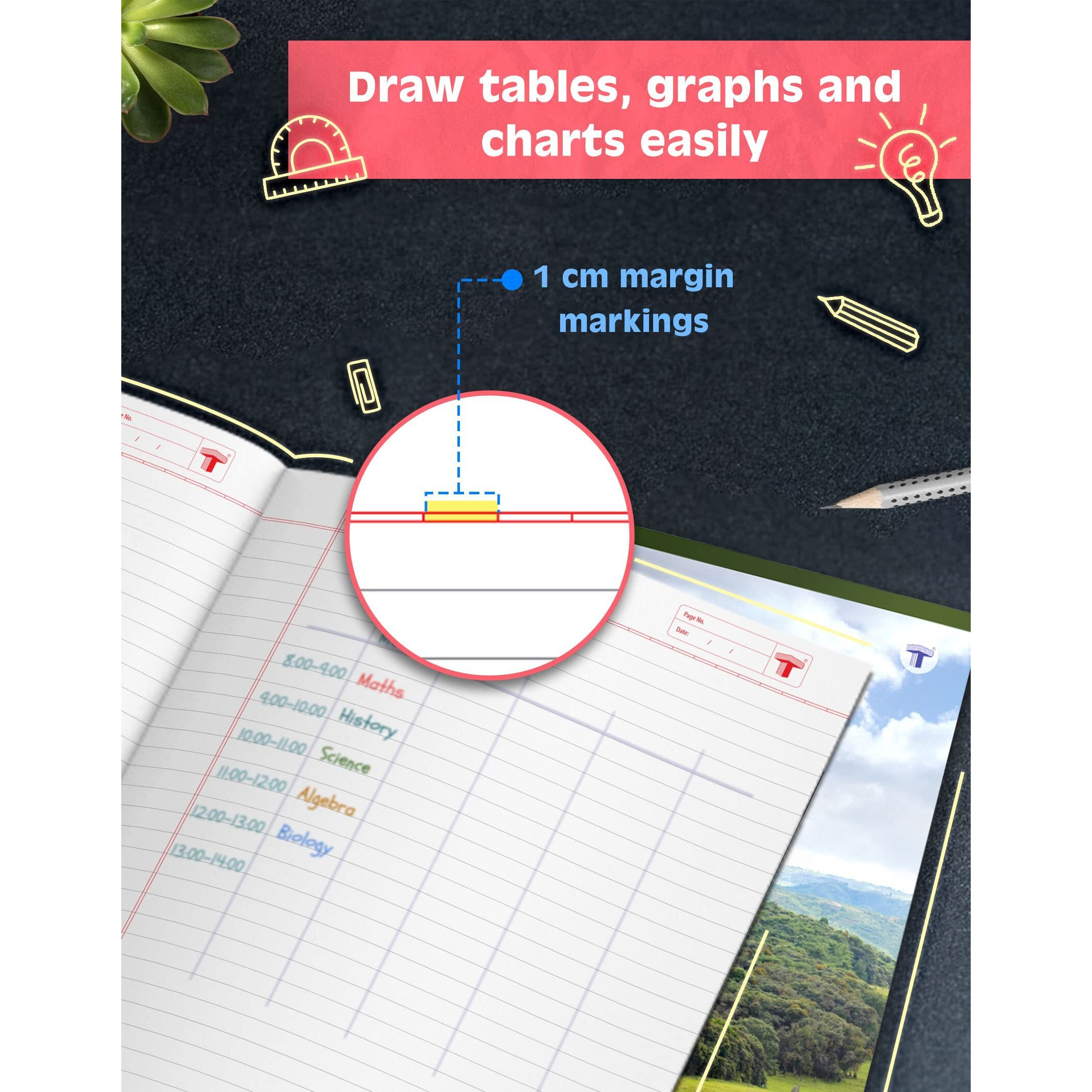 A4 Size Long Notebooks for Students | Single Line Ruled 164 Pages in Each | Soft Cover, 21 cm x 29.7 cm Approx | GSM 57 | Useful for School, College & Office | Set of 6 | Mawsynram
