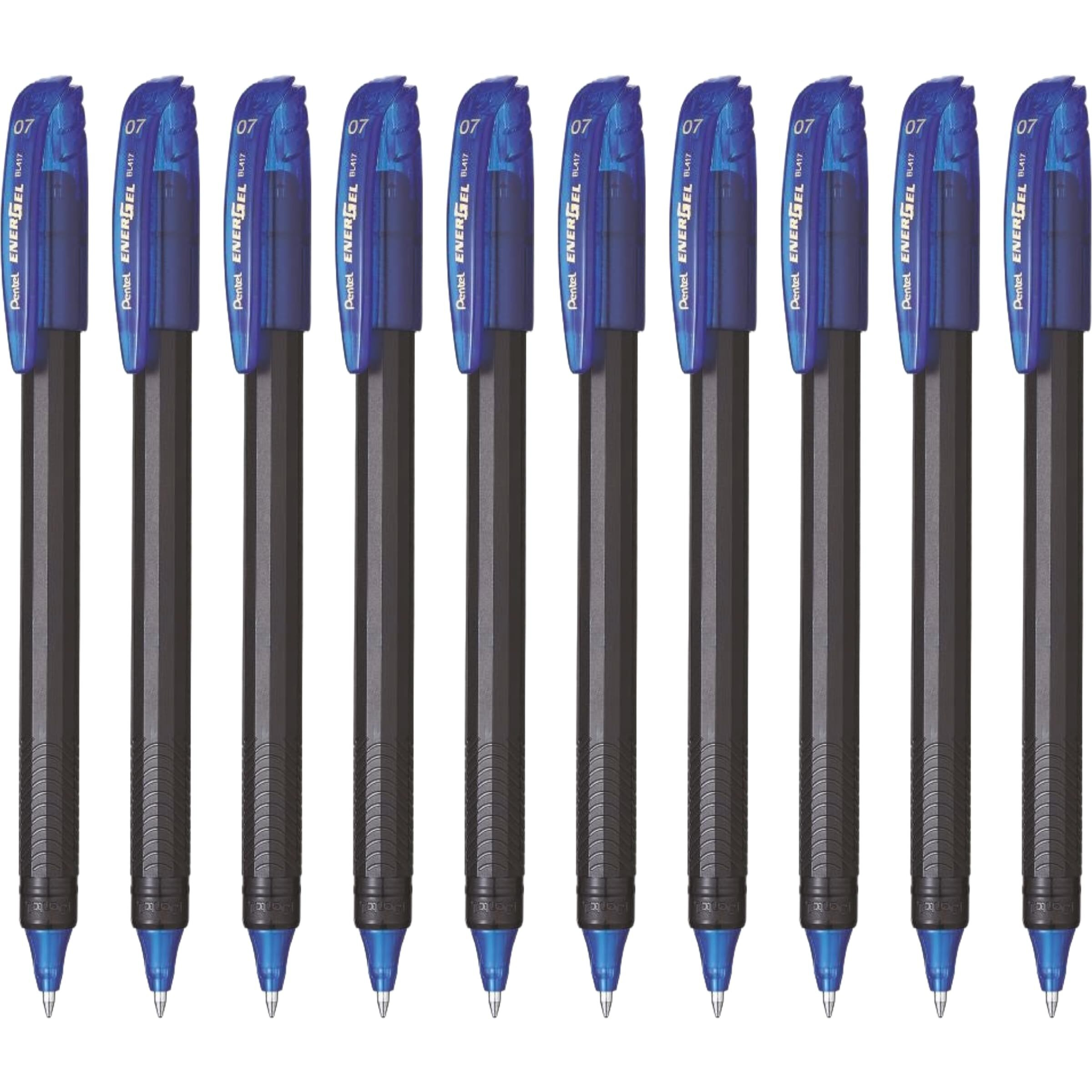 Pentel EnerGel 0.7 MM Roller Gel Pen | Quick Dry Ink For Smudge-Free Writing | Lightweight Gel Pen For Smooth Writing Experience | Blue, Pack of 10 (BL417)