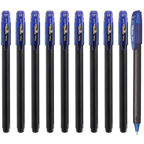 Pentel EnerGel 0.7 MM Roller Gel Pen | Quick Dry Ink For Smudge-Free Writing | Lightweight Gel Pen For Smooth Writing Experience | Blue, Pack of 10 (BL417)