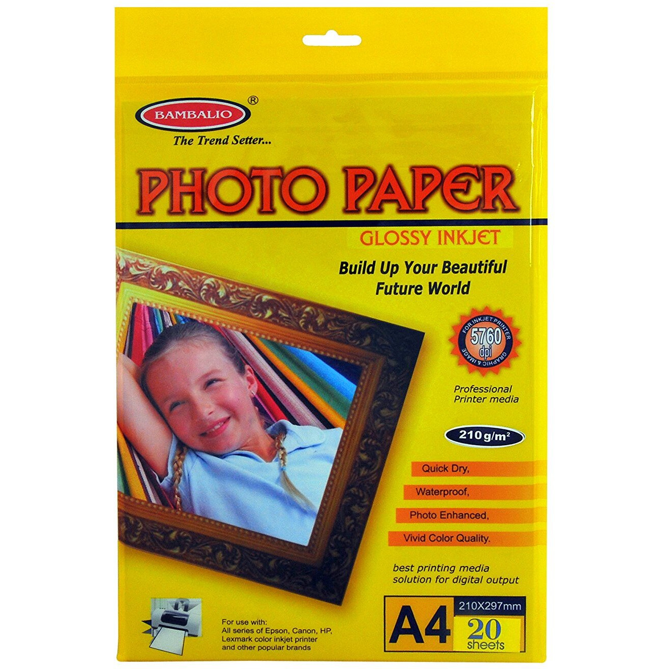 Bambalio 210 GSM High Glossy Photo Paper 20 Sheets A4 Size