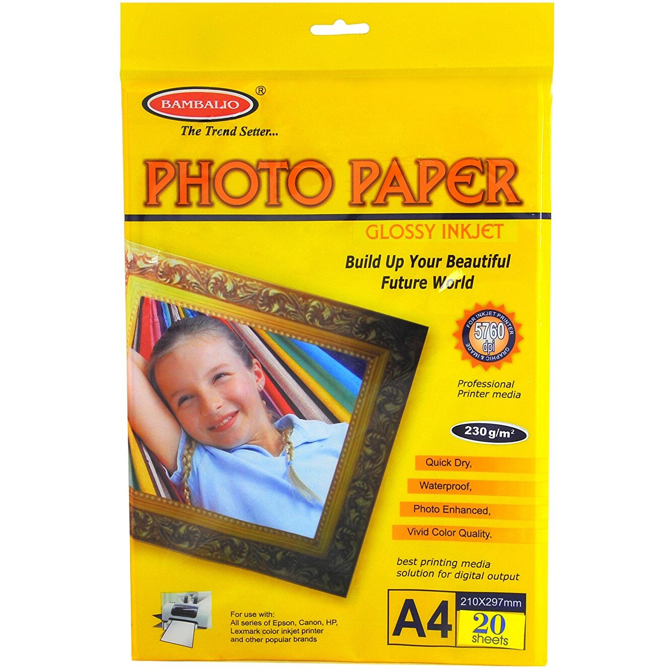 Bambalio B-BPG 230-20 Glossy Photo Paper, A4 Size, 230 GSM - Pack of 20 Sheets