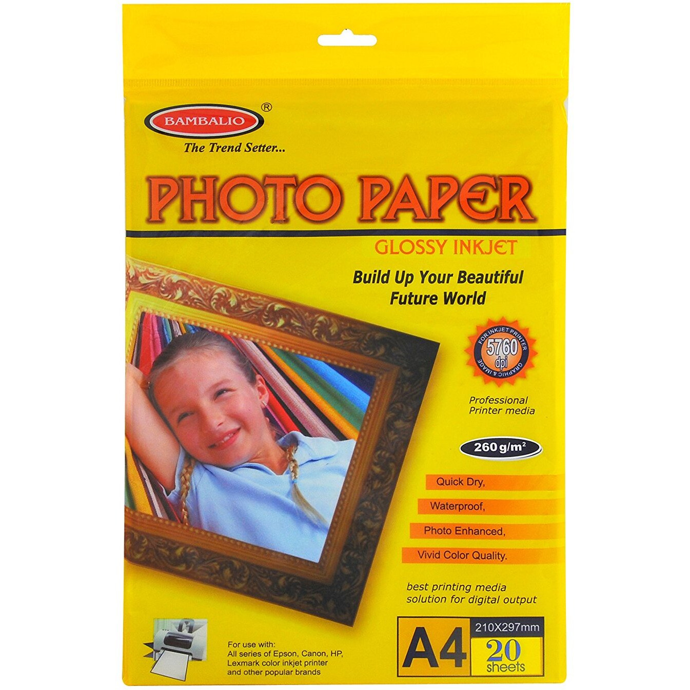 Bambalio BPG 260-20 Glossy Photo Paper, A4 Size, 260 GSM (White) 20 Sheets