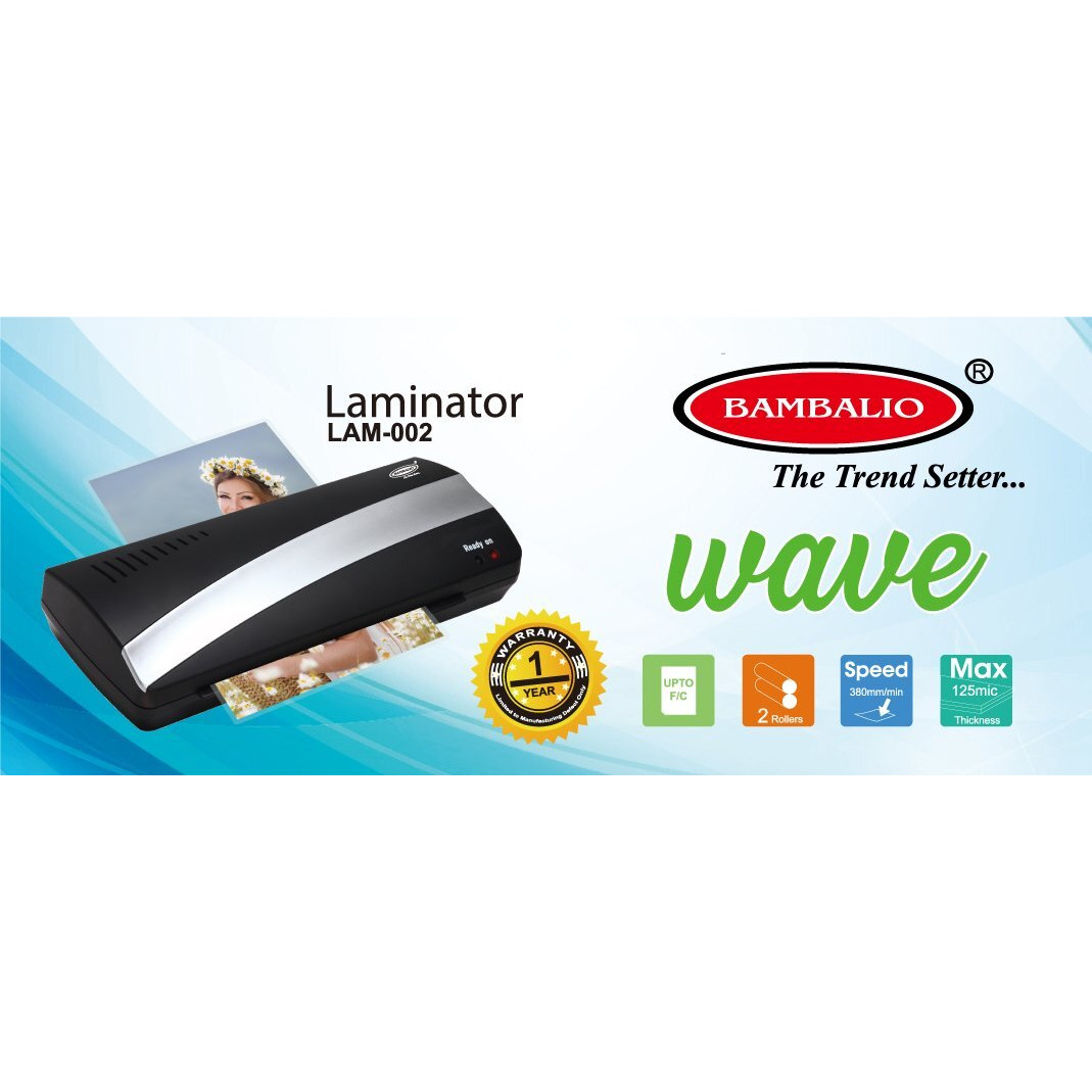 Bambalio Hot & Cold Laminator Fully Automatic Upto A4/FC Size (2 Rollers) 1 Year Warranty Black Colour LAM-002
