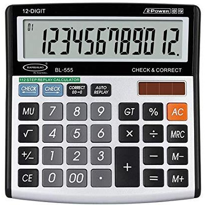 Bambalio 12 Digits Electronic Calculator with Big Digits Display & Metallic Panel 3 Years Warranty BL-555