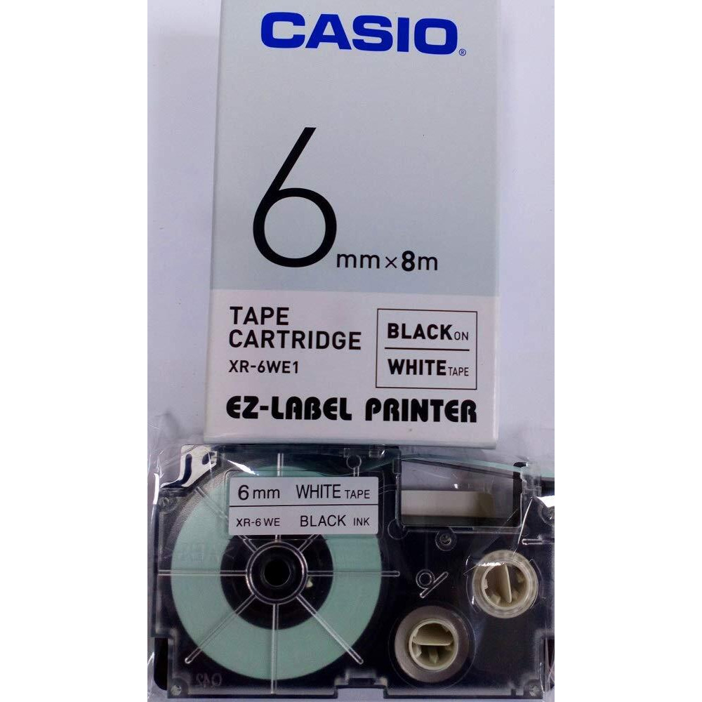 Casio XR-6WE1 Label Printer Tape (Black and White)