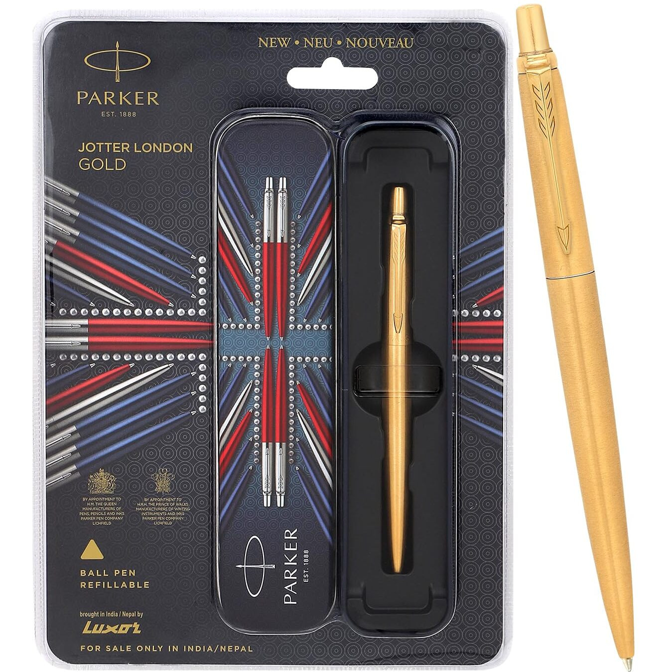 Parker Jotter Gold Ball Pen| Ink Color  Blue | Perfect For Gifting Purpose | Elite Pen For Corporate Purposes