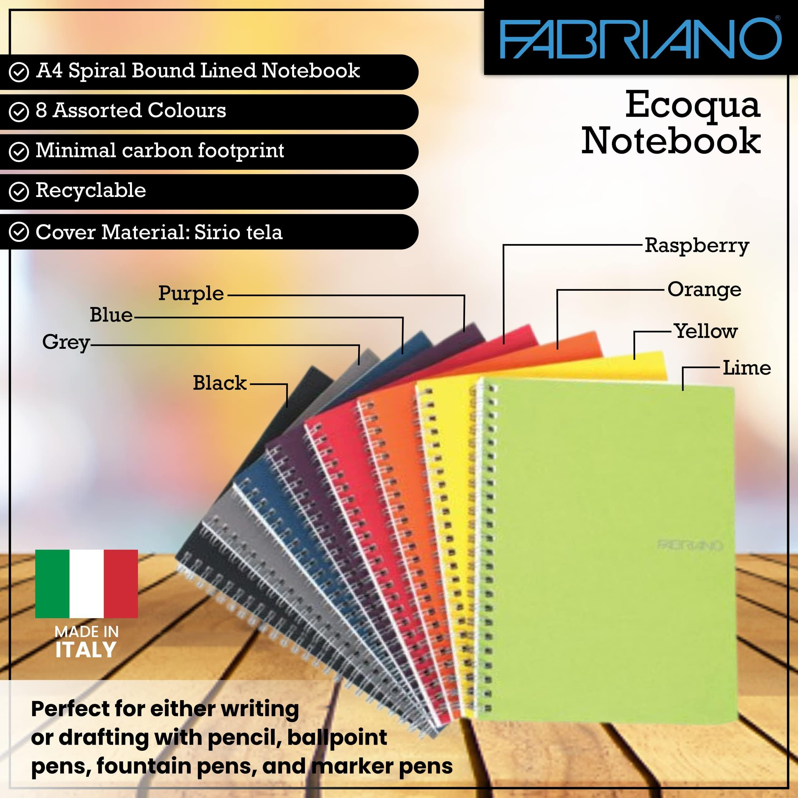 Fabriano Ecoqua A4 Spiral Bound Lined Notebook Purple